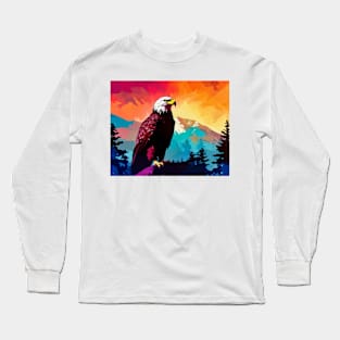 Majestic Eagle Silhouette: Freedom's Colors Long Sleeve T-Shirt